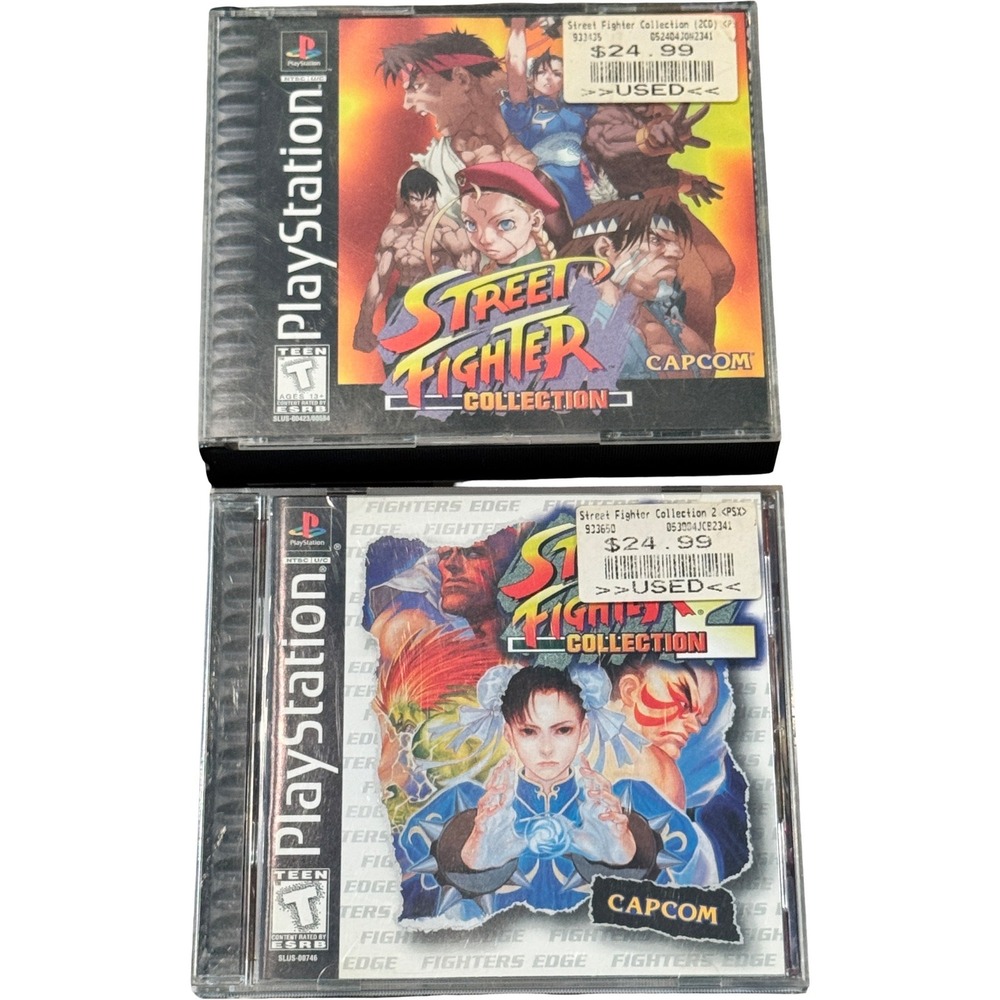 Sony PlayStation PS1 Street Fighter Collection 1 & 2 Capcom Bundle Complete